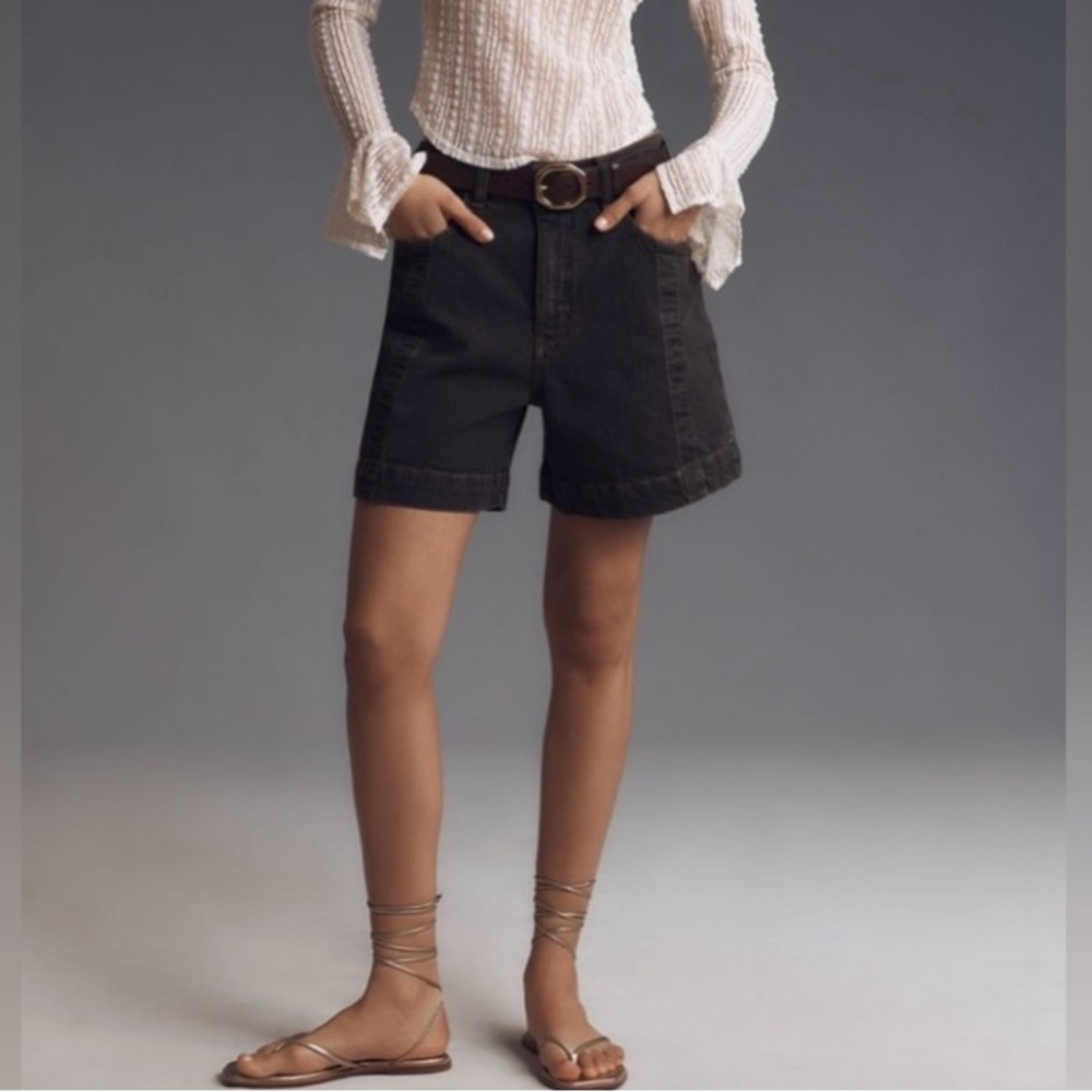 🟠NWT PILCRO by ANTHROPOLOGIE Seamed Denim Shorts in Oxford Sz 27